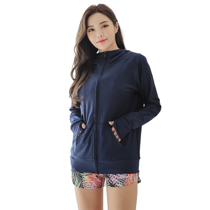 画像11: UPF50+UVカットラッシュガード10カラ-無地　ラッシュガード レディース パーカー　シンプル　水着 オーバーウェア パーカー 長袖 UVカット 2WAY (11)