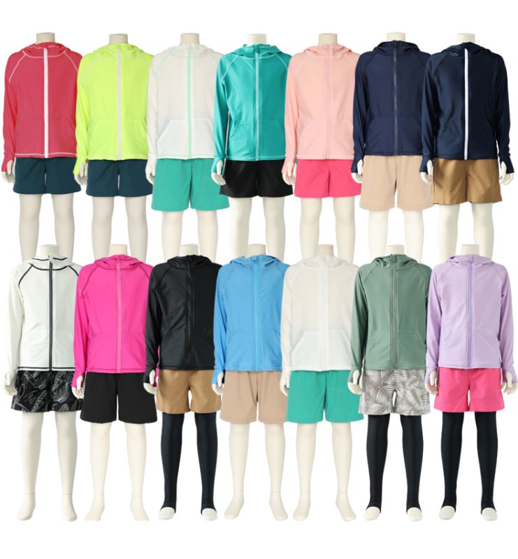 画像6: キッズ ラッシュガード KIDS用帽子つき　ロング袖　水着男女兼用 スクール水着 キッズ スクールラッシュガード 女の子 男の子 無地 学校用水着 フード付き (6)