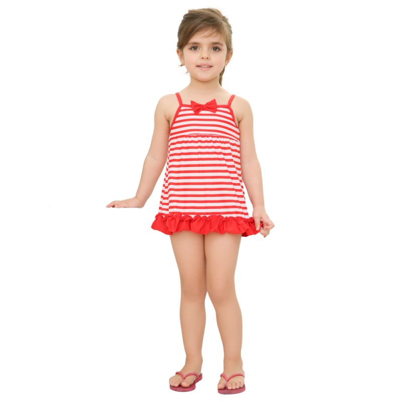 画像7: ボーダーワンピースKIDS水着 (7)