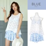 画像3: レースワンピース　スカパン水着4点セット 体型カバー ワイヤービキニ　カバーアップ オーバーTシャツ ショートパンツ ４点セット　トレンドレースワンピース ペズリー柄水着　大人水着　オシャレー水着 (3)