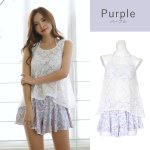 画像4: レースワンピース　スカパン水着4点セット 体型カバー ワイヤービキニ　カバーアップ オーバーTシャツ ショートパンツ ４点セット　トレンドレースワンピース ペズリー柄水着　大人水着　オシャレー水着 (4)