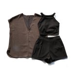 画像15: インナー付きショットパンツとハイネックトップスとパーカー オシャレー水着　レデイース体型カバー　カバーアップ水着　ファション水着　アパレル水着　水着ファッション　ママ系水着　スイムウェア (15)