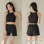 画像4: インナー付きショットパンツとハイネックトップスとパーカー オシャレー水着　レデイース体型カバー　カバーアップ水着　ファション水着　アパレル水着　水着ファッション　ママ系水着　スイムウェア (4)