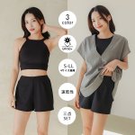 画像3: インナー付きショットパンツとハイネックトップスとパーカー オシャレー水着　レデイース体型カバー　カバーアップ水着　ファション水着　アパレル水着　水着ファッション　ママ系水着　スイムウェア (3)