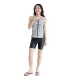 画像14: タンク 前ファスナー　レディース フィットネス セパレート 体型カバー フィットネス水着 水着スイムウェア めくれ防止 ビキニ 女の子 タンキニ インナー 競泳水着 (14)