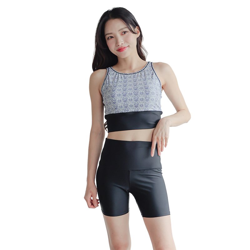 画像13: タンクトップ　ハイウェスト レディース フィットネス セパレート 体型カバー フィットネス水着 水着スイムウェア めくれ防止 ビキニ 女の子 タンキニ インナー 競泳水着 スイムキャップ フィットネス水着 (13)