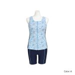 画像5: タンク 前ファスナー　レディース フィットネス セパレート 体型カバー フィットネス水着 水着スイムウェア めくれ防止 ビキニ 女の子 タンキニ インナー 競泳水着 (5)