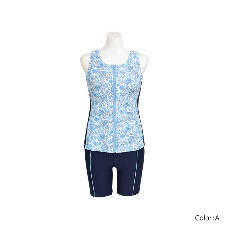 画像5: タンク 前ファスナー　レディース フィットネス セパレート 体型カバー フィットネス水着 水着スイムウェア めくれ防止 ビキニ 女の子 タンキニ インナー 競泳水着 (5)