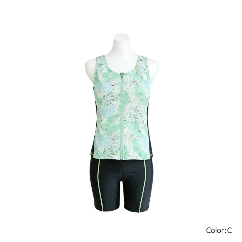 画像7: タンク 前ファスナー　レディース フィットネス セパレート 体型カバー フィットネス水着 水着スイムウェア めくれ防止 ビキニ 女の子 タンキニ インナー 競泳水着 (7)