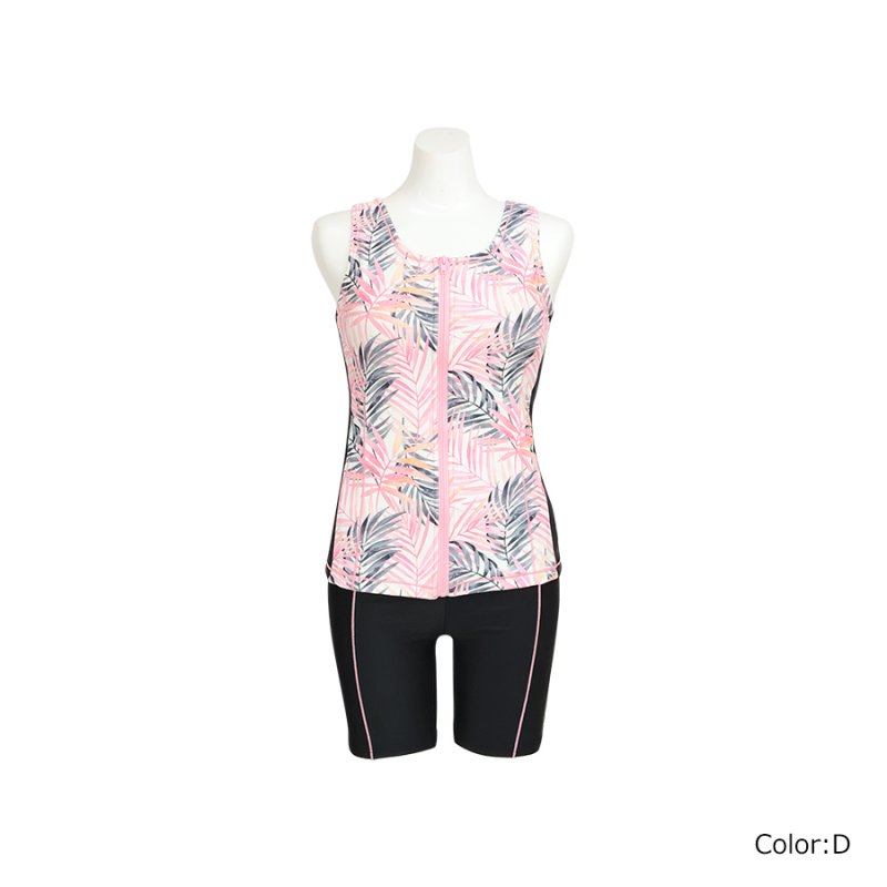 画像8: タンク 前ファスナー　レディース フィットネス セパレート 体型カバー フィットネス水着 水着スイムウェア めくれ防止 ビキニ 女の子 タンキニ インナー 競泳水着 (8)