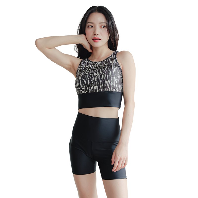 画像12: タンクトップ　ハイウェスト レディース フィットネス セパレート 体型カバー フィットネス水着 水着スイムウェア めくれ防止 ビキニ 女の子 タンキニ インナー 競泳水着 スイムキャップ フィットネス水着 (12)