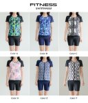 画像12: サウナ水着　めぐれ防止ボタン着き　キャップセット　プリント柄もの　フィットネス水着セット　レディース フィットネス水着 セパレート キャップ セット めくれ防止  (12)