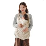 画像9: 抱っこ紐 ケープ UVカット 接触冷感 ひんやり ベビーケープ 春 夏 秋 ベビーカー ブランケット 日よけ ひよけカバー サイズ調整で虫よけにも 飛沫カット カバー クリップ取付 グレー ベージュ (9)